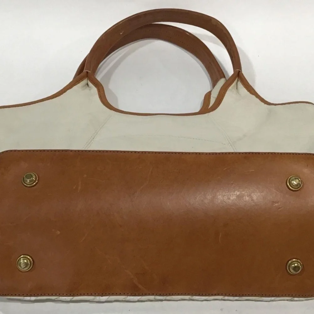 Women’s Brahmin Woven Leather Hobo Shoulder Cream/Tan Bag